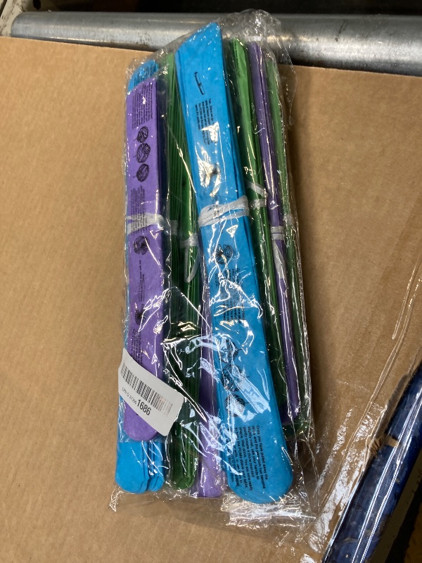 Photo 1 of 12pcs Blue Green and Purple Paper Pom Poms Decorations for Birthday Party Decorations - 3 Colors of 12 Inch, 10 Inch