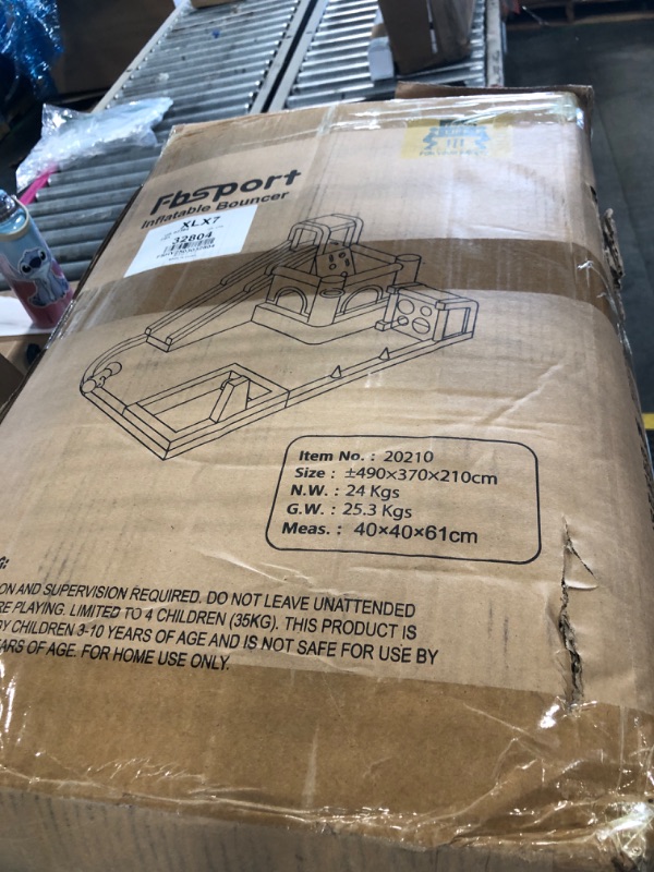 Photo 1 of FBSPORT Inflatable Bounce House, 9 in 1 Water Slide with Blower, Bouncy House for Kids Indoor Outdoor Wet Dry Combo Water Bounce House with Football Shooting, Water Gun, Splash Pool, Bounce Area, Hose