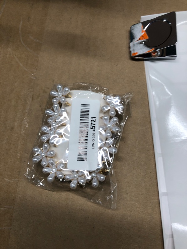 Photo 1 of 10 Pcs Small Mini Pearl Claw Clips with Flower Design, Sweet Artificial Bangs Clips Decorative Hair Accessories for Women Girls