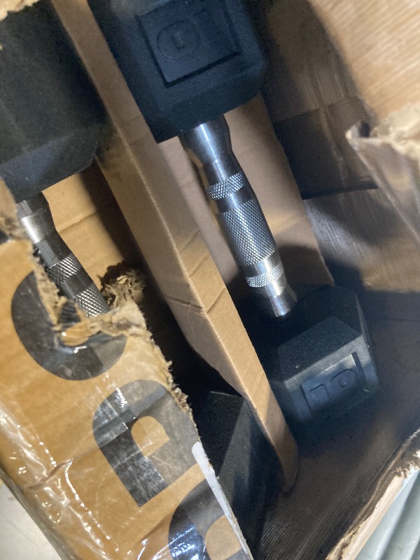 Photo 1 of ****10 POUND PAIR ONLY**** CAP Barbell 150 LB Coated Hex Dumbbell Weight Set with Vertical Rack, Black