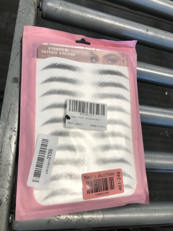 Photo 1 of 20 Sheets Eyebrow Tattoo Waterproof Eyebrow Sticker, 4D Hair Like Natural Fake Tattoo Eyebrows Peel Off Instant Transfers Brows Shaper Eyebrow Makeup Sticker for Women Girls,Natural Black