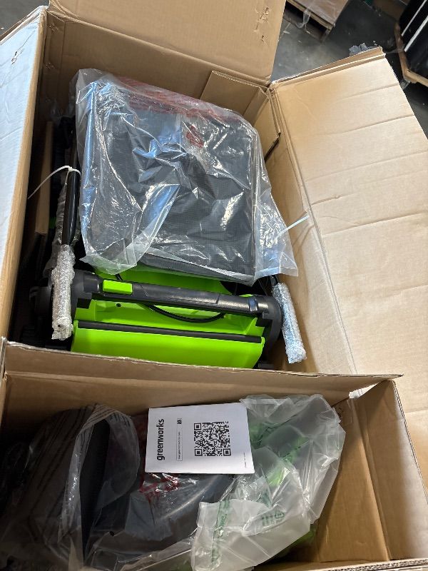 Photo 1 of **MISSING BATTERIES**Greenworks 48V (2x24V) 17" Brushless Mower+12" String Trimmer +320CFM Blower,(2) 4.0Ah Batteries and 2A Dual Port Charger