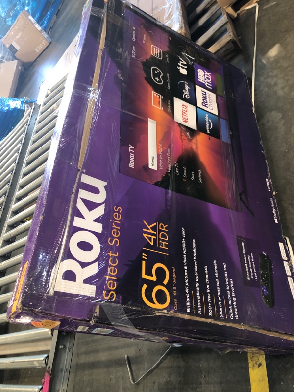 Photo 1 of ***ONLY FOR PARTS***BROKEN SCREEN***Roku Smart TV – 65-Inch Plus Series 4K QLED RokuTV with Roku Voice Remote Pro, Dolby Vision, Striking 4K Resolution, Automatic Brightness, & Seamless Streaming – Live Local News & Sports