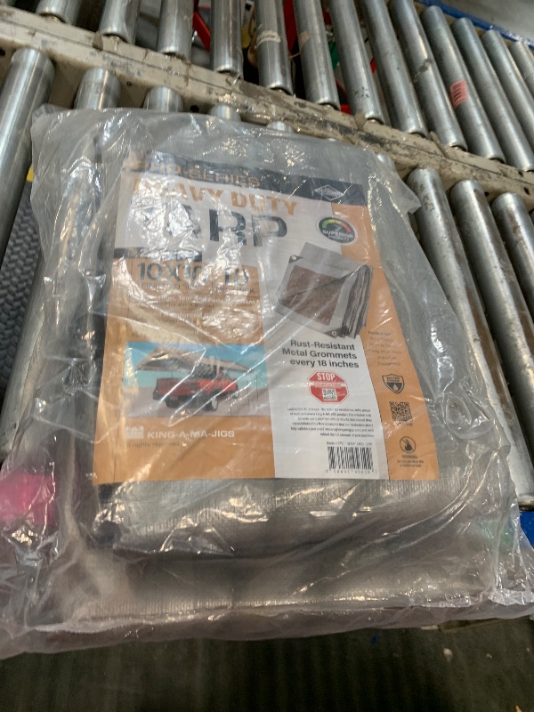 Photo 1 of (2 Pack) 10x10 Heavy Duty Tarp, 10 Mil Thick, Waterproof, Tear & Fade Resistant, High Durability, UV Treated, Grommets Every 18 Inches. (Silver/Brown - Reversible) (10 x 10 Feet)