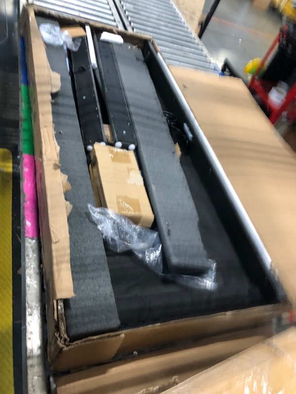 Photo 1 of **MISSING HARDWARE**Einhomn Full Size Bed Frame, Upholstered Platform Bed Frame with Charging Station, Modern Wingback Storage Headboard, Solid Wood Slats Support, No Box Spring Needed, Dark Grey