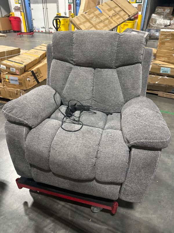 Photo 1 of [Doesn't Recline] Phoenix Home Large Power Lift Recliner Chair with Massage and Heat for Elderly, Overstuffed Wide Recliners with 2 Cup Holders, Side Pocket and USB Port, Dark Gray