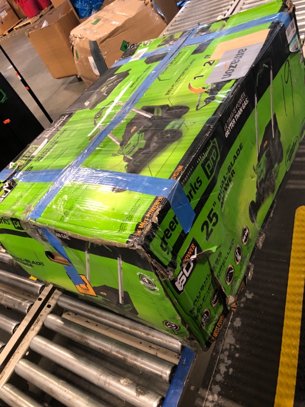 Photo 1 of Greenworks 60V 25” Cordless (Self-Propelled) Lawn Mower (LED Lights + Aluminum Handles), 2 x 4.0Ah Batteries and Dual Port Rapid Charger