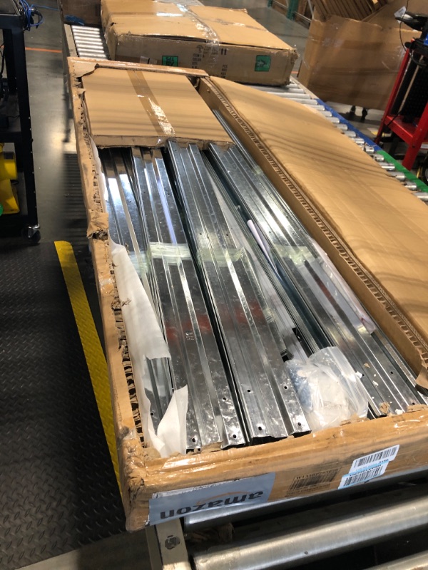 Photo 1 of [Not Complete Set, Parts Only] 12x10 Ft Storage Shed Outdoor, XL Permanent Steel Building with Window, Sliding Doors and 4 Air Vents for Backyard Garden Patio Lawn - Brown