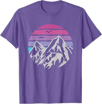 Photo 1 of **USED**Mountains Retro Sunset Vintage Graphic Hiking Camping T-Shirt large