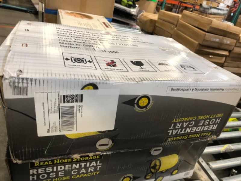 Photo 1 of [Missing parts (some wheels)] Real Hose Storage Garden Hose Reel Cart, Heavy Duty Hose Reel with Wheels, Outdoor Water Hose Caddy for Backyard, Garden, or Lawn, Metal Hose Cart Holds Up to 250 ft of 5/8’’