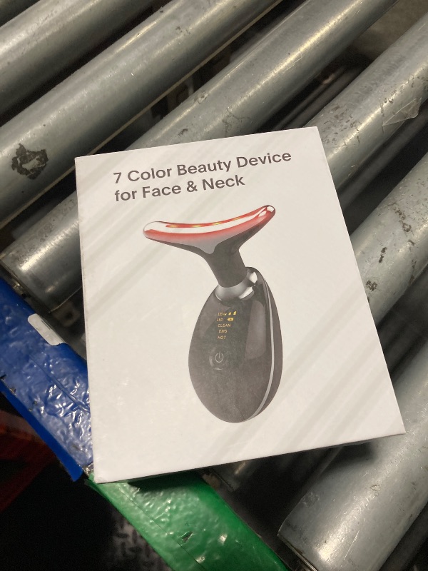 Photo 1 of **MISSING CHARGER** SDKWDH Red-Light-Therapy-for-Face-and-Neck, 7 Color Face Massager Tool for Wrinkles, Double Chin, Vibrating Facial Massager with Thermals for Skin Care, Glossy Black