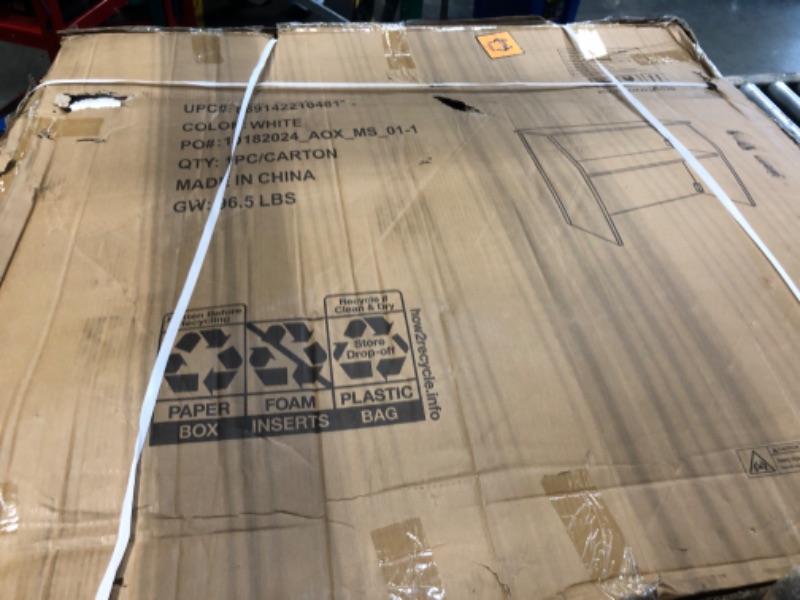 Photo 1 of **MINOR DAMAGE**CORNERS ARE DENTED**Flash Furniture 4' Folding Portable Event Bar with Top and Middle Shelves, Mobile Laminate Foldable Bar for Parties and Events, White