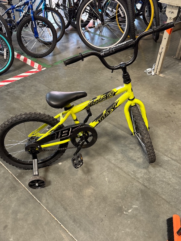 Photo 1 of *** *FINAL SALE***Huffy 18" Rock It Kids' Bike, Fits Riders 3'5" - 4'1", Yellow, Child, Boy's
