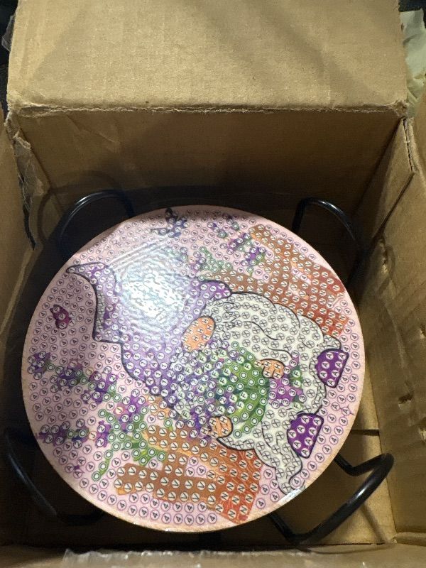 Photo 1 of **STONES MISSING**
Lavender Gnome Diamond Art Coaster Kit: 8PCS Gnome Diamond Painting Coasters with Holder & Cork Pads, Cute Purple Floral Design for Home Decor, DIY Craft Gift for Adults