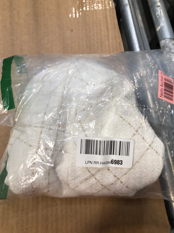 Photo 1 of **MISSING A BUTTON** SweatyRocks Women's Plaid Long Sleeve Round Neck Button Down Crop Jacket Single Breasted Short Coat Top White SIZE SMALL    