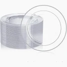 Photo 1 of 100 Count Clear Plastic Plates 9 Inch, Disposable Heavy Duty Dinner Plates- Premium Hard Plastic Plate Fancy Disposable Clear Plates for Weddings, Parties and Events
