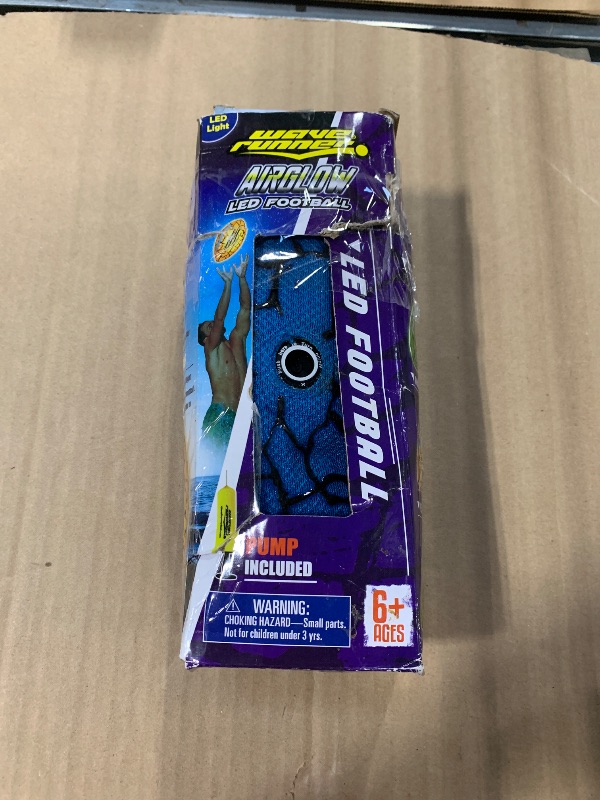 Photo 1 of ** DAMAGE TO NTHE BOX ** Wave Runner Glow in The Dark Junior Size Waterproof LED Football for Kids, Teens, and Adults - Light Up Football Includes Pump & Batteries (Random Color (Battery))