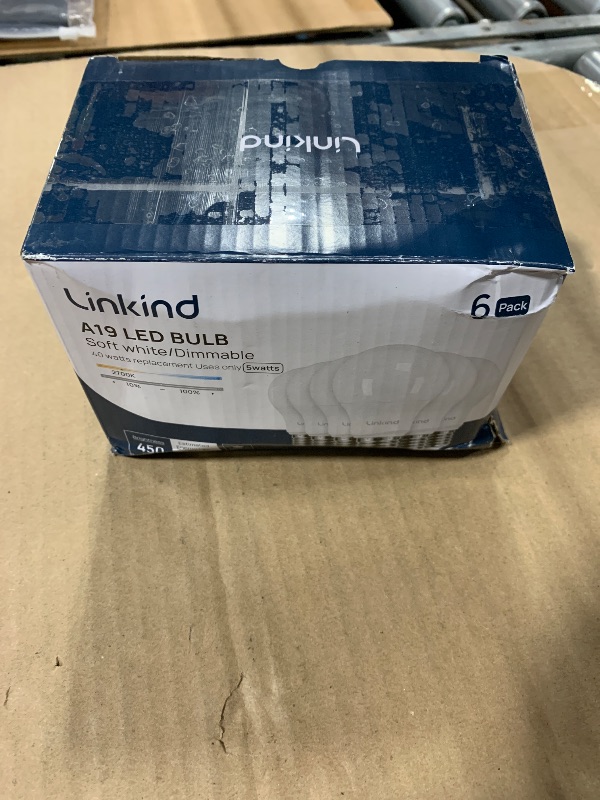 Photo 1 of ** 4 PACKS ** Linkind A19 LED Light Bulbs Dimmable, 40 Watt Equivalent, E26 Base, 2700K Soft White, 5W 450 Lumens CRI80+, 120V, UL Listed FCC Certified, LED Lights for Bedroom Living Room Home Office, 6 Packs