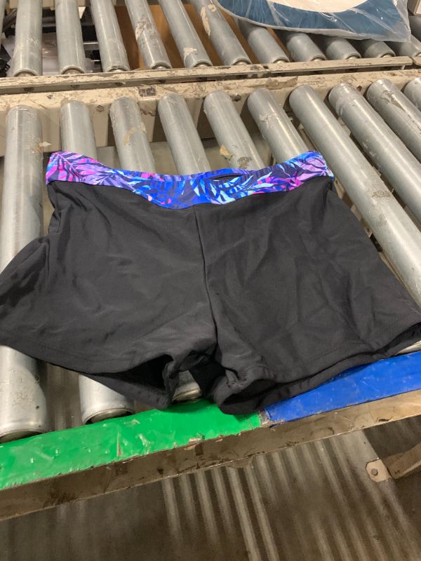 Photo 1 of **MISSING TOP** Yonique Two Piece Tankini Swimsuits for Women with Shorts Tummy Control Bathing Suits Athletic Swimwear Blue Purple Leaves L