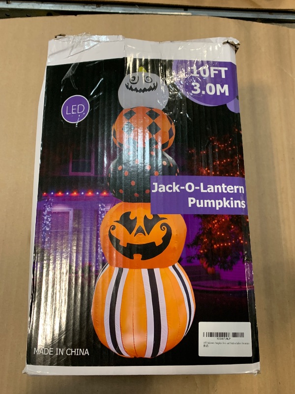 Photo 1 of 10FT Giant Halloween Pumpkin Stack Decoration Built-in LED Lighted Blow Up Decoration Home Yard Outdoor Indoor Garden Lawn Decor