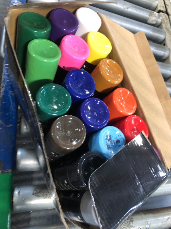 Photo 1 of 18 Colors Bulk Acrylic Paint Set (250 ml/8.45 oz Large Bottles), Non-Toxic for Kids & Adults, Acrylic Paint Bulk on Wood, Glass, Ceramic, Art Painting Supplies with Palette Knife & Art Sponge