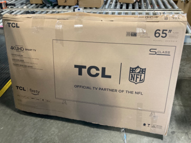 Photo 1 of **MAJOR DAMAGE**SCREEN IS CRACKED**PARTS ONLY**TCL 65-Inch Class S5 UHD 4K LED Smart TV with Fire TV (65S551F, 2024 Model), Dolby Vision, HDR PRO+, Dolby Atmos, Alexa Built-in with Voice Remote, Apple AirPlay 2 Compatibility, Streaming Television
