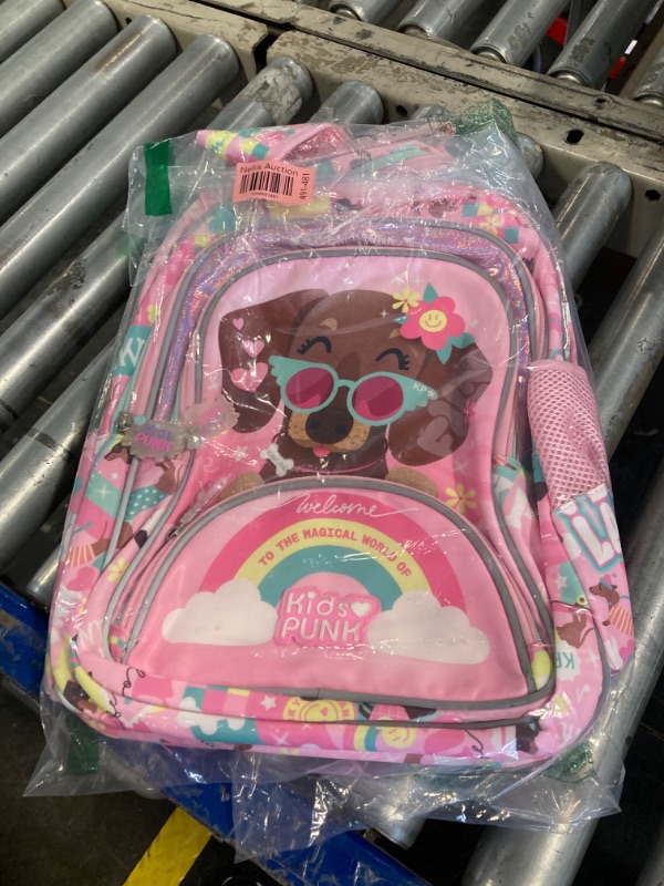 Photo 1 of 16 Inch Kids Backpacks, Cute Dog Backpack for Girls Kawaii Light Pink Backpack for Preschool Kindergarten Elementary Large Capacity