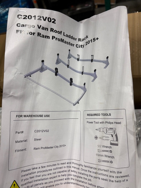 Photo 1 of MELIPRON Steel Cargo Van Roof Ladder Rack Fit for RAM ProMaster 2013-2023 White 2 Bars