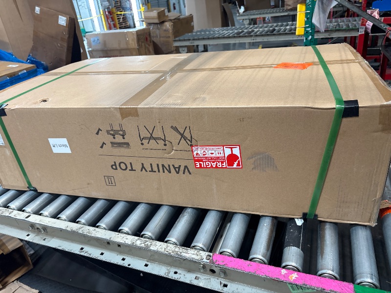 Photo 1 of **FACTORY SEALED AS SHOWN IN PHOTOS**
EQLOO 42 in.W x 22 in.D Quartz Calacatta River Vanity Top,with Undermount Middle Sink Vanity Top,with Two Sidesplash & One Backsplash,8 Inch Faucet Hole Spread Bathroom Vanity Sink Countertop