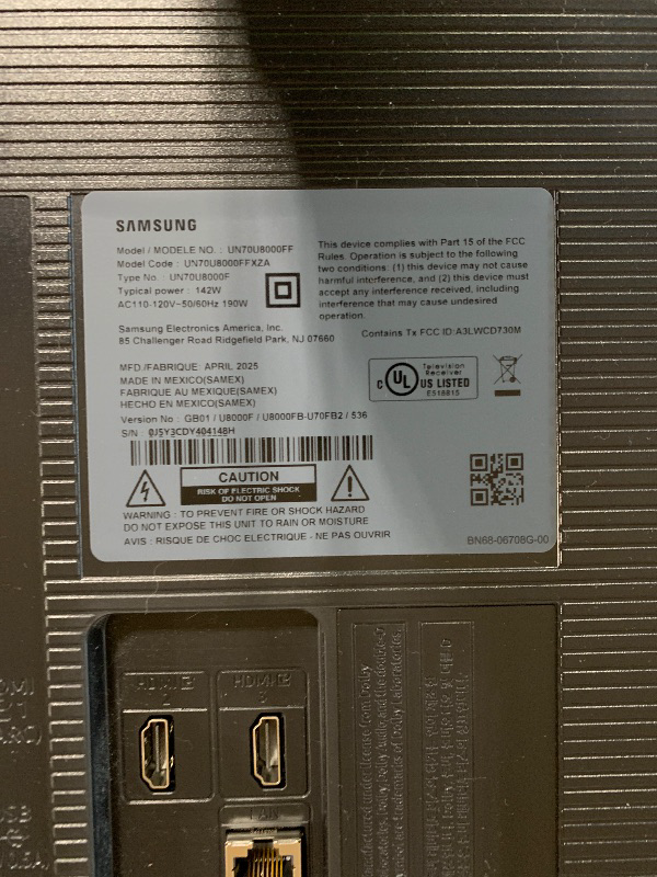 Photo 1 of Samsung 70-Inch Class Crystal UHD U8000F 4K Smart TV (2025 Model) Endless Free Content, Crystal Processor 4K, MetalStream Design, Knox Security, Works with Alexa