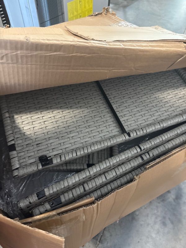 Photo 1 of **BOX2 OF 2***Pamapic Patio Furniture Set, 7 Pieces Modular Outdoor Sectional,Wicker Patio Sectional Sofa Conversation Set, Rattan Sofa with Coffee Table and Washable Cushions Covers, Grey Rattan(Grey Cushions)