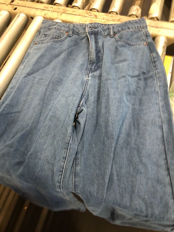 Photo 1 of ***MISSING THE TOP****Fisoew Women's Two Piece Denim Set Button Down Backless Tank Top and Wide Leg Jeans 2 Piece Outfit Suits, SIZE Large, Blue      