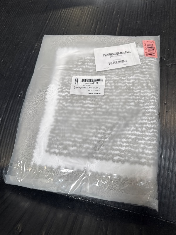 Photo 1 of   Color&Geometry Simple and Stylish Small Bath Mats for Bathroom Non Slip, 16"x24" Gray Bathroom Rugs, Absorbent, Soft, Washable, Microfiber Bath Rug Shower Mat Outside Shower