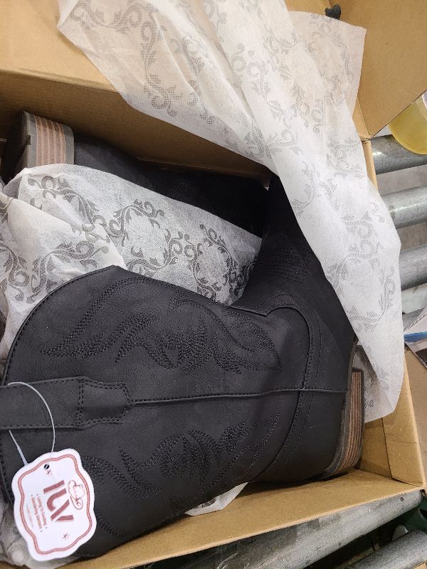 Photo 1 of IUV Cowboy Boots For Men Square Toe Western Boot Durable Retro Classic Embroidered Pull On Boot Slip Resistant Country Boots