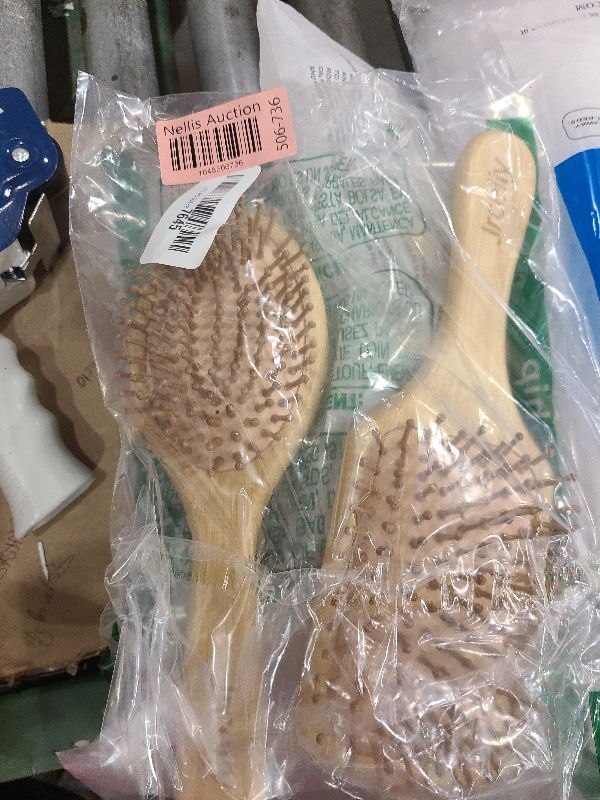 Photo 1 of 2PCS Bamboo Hair Brush Set,Natural Wooden Brush for Women, madam, Paddle Detangling Brush for Dry/Curly/Thick/Thin/Straight Hair
