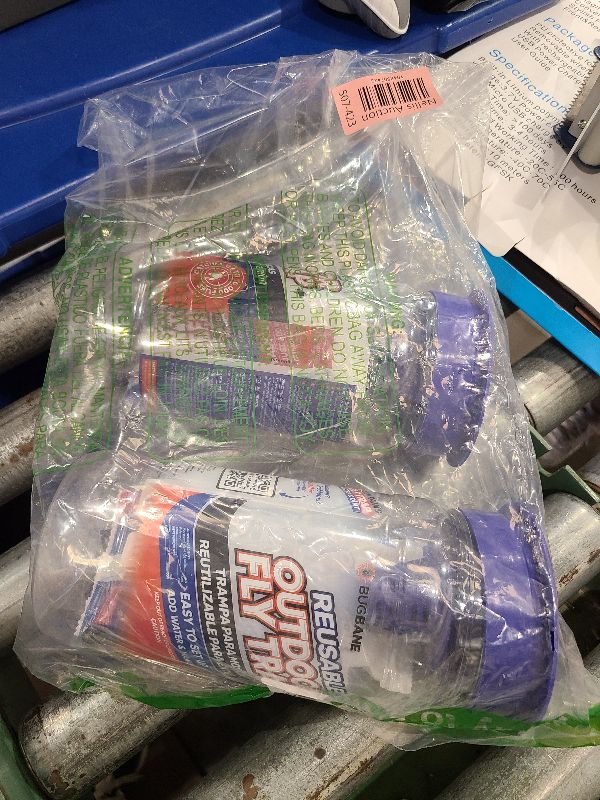 Photo 1 of 2 Fly Traps Outdoor Fly Trap for Patio with 4 Non-Toxic Dissolvable Bait Refills. Reusable Hanging Bug Catcher Killer for All Filth Flies for Outside Bug Control Yard Ranch. Hanging Chains Included