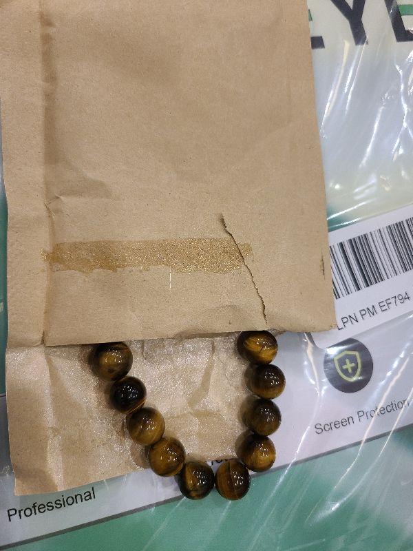 Photo 1 of 12MM Tiger Eye Bracelet for men women,Release stress and fear,Courage And Confidence Bracelet, Handmade Natural Stone Crystal Bead jewelry Chakra Protection Bracelets (12MM)