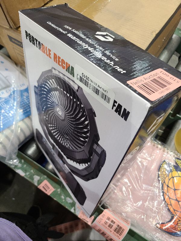 Photo 1 of 24000mAh Camping Fan - Detachable Rechargeable Battery Operated Fan with Light & Hook for Tent, Outdoor - USB Table Fan with 4 Speeds for Picnic, BBQ, Fishing, Travel, Hurricane
