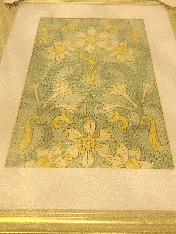 Photo 1 of 24x32 Smithsonian Floral Gold Framed Wall Art Canvas Yellow/Turquoise - AB Home: Transitional Style, Mixed Media Botanical Artwork
