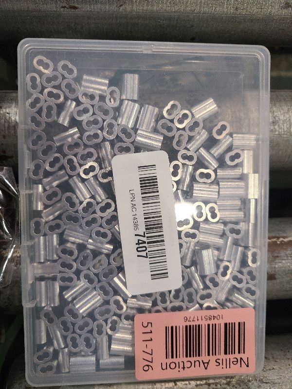 Photo 1 of 200 Pcs Aluminum Crimping Loop Sleeve 3/32",Cable Crimp Ferrules for Wire Rope and Cable (3/32''(2.5mm)-200pcs)
