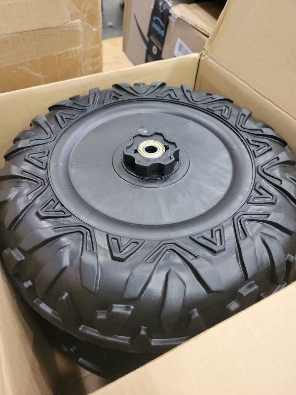 Photo 1 of 2Pack 33CM/13'' PU Solid Rubber Tire for Power Wheels Ride on Car ?Alligator Tires Wheels Upgrade,13in Wheels 1.2CM/0.47in Aperture Front/Rear Wheel for Car/SUV/UTV/ATV/Motorcycle Replacement Parts