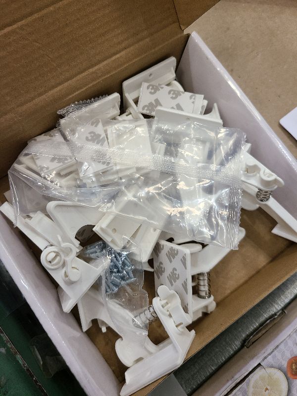 Photo 1 of 12 Pack Cabinet Locks Child Safety Latches - Vmaisi Baby Proofing Cabinets Drawer Lock with Adhesive Easy Installation - No Drilling or Extra Screws (White)