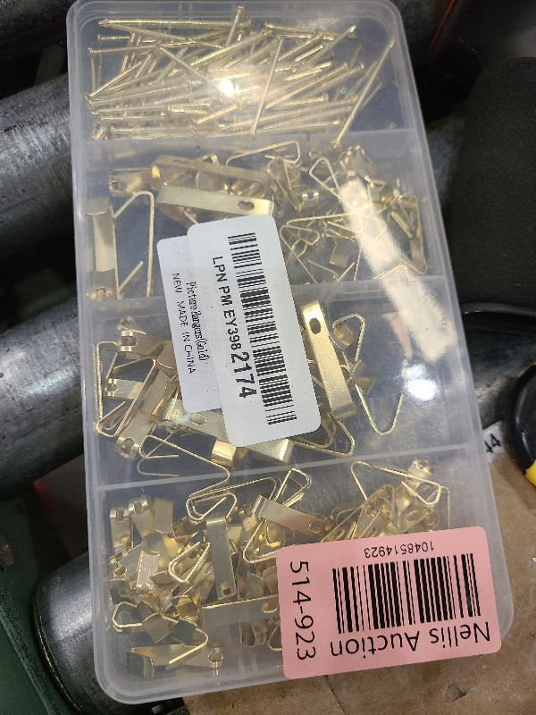 Photo 1 of 184 Pieces Picture Hanging Kit, 20lb, 30lb, and 50lb Picture Hangers, Metal Picture Hanging Hooks with Nails, on Drywall, Wooden Wall(Gold)