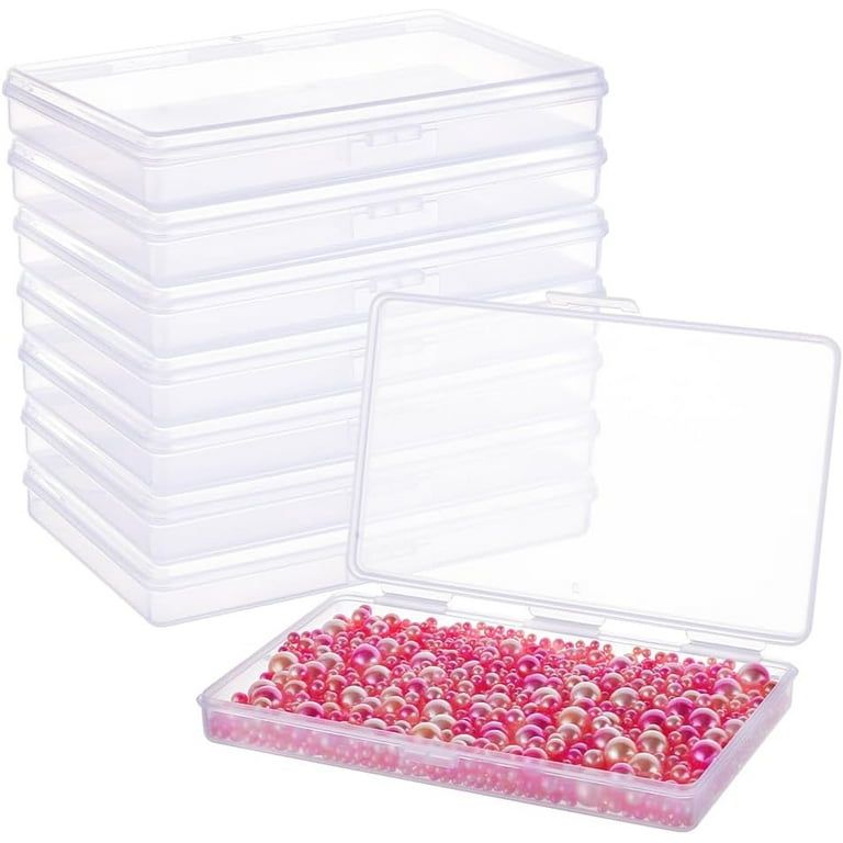 Photo 1 of 8 Pack Rectangular Clear Plastic Storage Containers Box with Hinged Lid for Beads and Other Small Craft Items (6.5 x 3.74 x 1.18 inch)