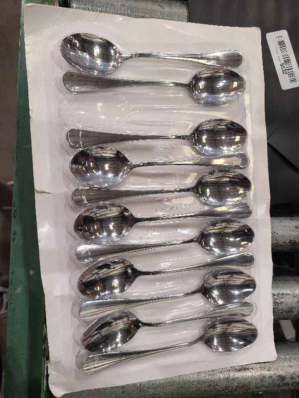 Photo 1 of 12 Pcs Teaspoons Set, Food-Grade Stainless Steel Spoons Silverware, Cutlery Tea Spoons, Durable Dessert Spoons, Metal Spoon for Home, Kitchen or Restaurant, Mirror Polished, Dishwasher Safe 6.7 Inch