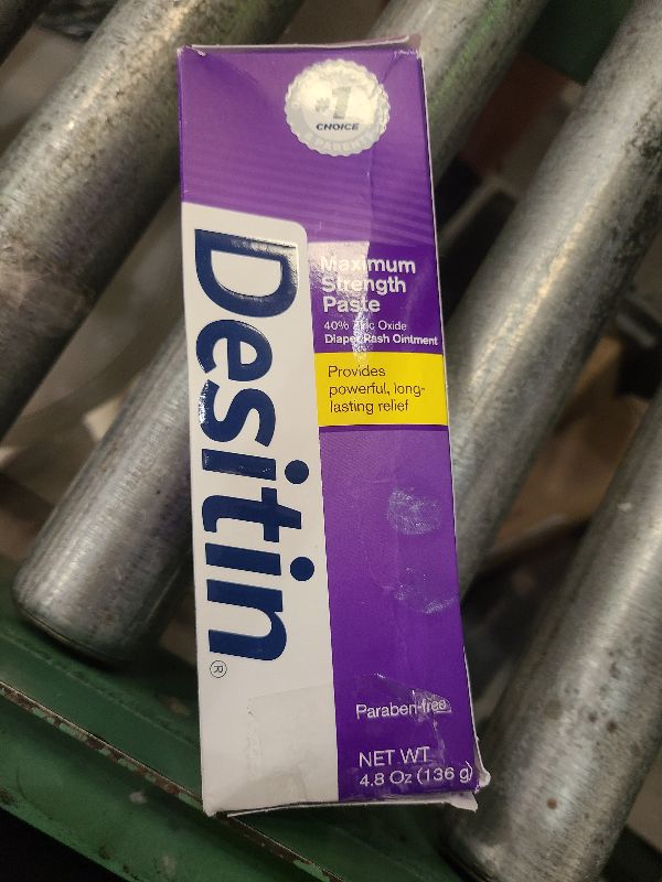 Photo 1 of Desitin Maximum Strength Baby Diaper Rash Cream, 40% Zinc Oxide for Treatment, Relief & Prevention, Hypoallergenic, Phthalate- & Paraben-Free Paste, Protects Skin for 12 Hours, 4.8 oz
