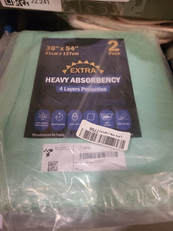 Photo 1 of 2 Pack 36” x 54” Extra Heavy Absorbency Washable Underpads, Waterproof Nursing Pads Incontinence Bed Pads, Reusable Washable Pee Pads for Dogs, Diaper Changing & Adults, Mattress Protector