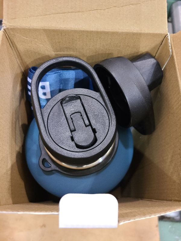 Photo 1 of 64 oz Water Bottle Insulated with Handle, Coolflask Half Gallon Water Jug With Strap Straw Stainless Steel Double-Walled Vacuum Metal Large Flask Leakproof, Keep Cold 48 Hrs Hot 24hrs, Prussian Blue
