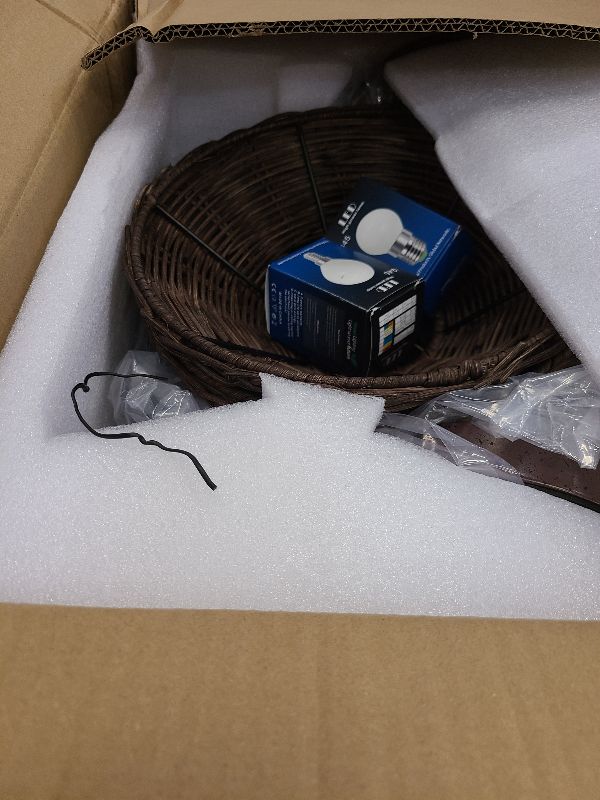 Photo 1 of 2 Pack Woven Rattan Bedside Table Lamp for Bedroom,Boho Plug in Handmade Rattan Shade&Anti-Rust Iron Base Desk Lamp,Plug & Play Vintage Dark Brown Nightstand Lamp for Living Room,Office?Bulb Included?