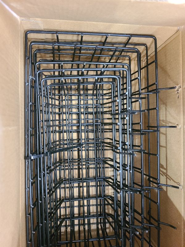Photo 1 of 5-Piece Pegboard Baskets Set - Heavy Duty Peg Board Organizer Accessories Bin Set, Premium Black Metal Wire Baskets Tool Shelves, Wall Mount Storage for Garage Workshop Craft Room